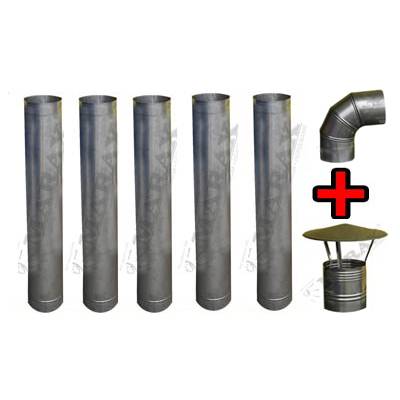 Zestaw kominowy ze stali nierdzewnej INOX: 5m fi130mm + daszek + kolano nastawne do piecy olejowych XARAM ENERGY/MTM 8-30, MAC-17