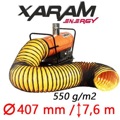 Przewód elastyczny niepalny XARAM Energy i TIGER KING dł-7,6m, śr-407mm, 550g/m2 do nagrzewnic XARAM Energy TK-170ID, TK-240I + ZESTAW MOCUJĄCY