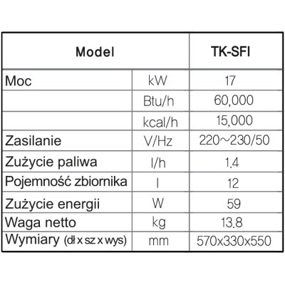 Promiennik podczerwieni olejowy XARAM Energy TK-SF-1 kW moc 17 kW z termostatem i z regulacją mocy