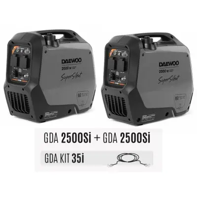 Agregat prądotwórczy przenośny, inwerterowy 2 x Daewoo GDA 2500Si Twin Tech, AVR, 230V, cichy 63,5dB, moc: 3,5kW