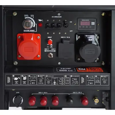 Agregat prądotwórczy diesel DAEWOO DDAE 9000DXE-3 Dual Power 230V/400V, AVR, moc: 6,3/6kW