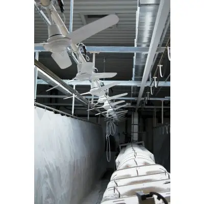 Wentylator przemysłowy, strumieniowy, destryfikator FENNE 03.260 czarny, 340obr/min, 11000m3/h, do suszarni 50st.C, rozp.95cm, max. wysokość: 10m