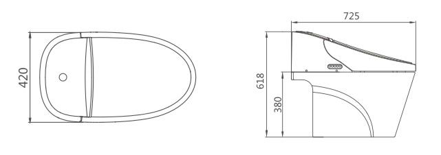 Wymiary bidetu elektronicznego (inteligentnej toalety) Teijer TA-550ZA