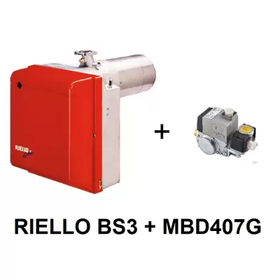 Palnik gazowy RIELLO BS3 (L=110-128mm) z rampą gazową MBD 407 G 3/4