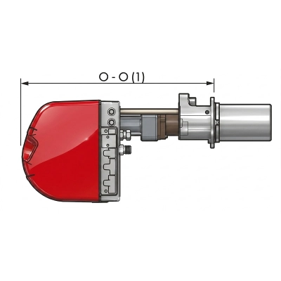Palnik olejowy dwustopniowy EACOON E-RL 34 (L=220mm, śr. 140mm), moc: 97/154-395 kW