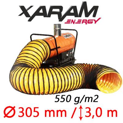 Przewód elastyczny niepalny XARAM Energy i TIGER KING dł-3m, śr-305mm, 550g/m2 do nagrzewnic XARAM Energy TK-80ID, ZF-80ID + ZESTAW MOCUJĄCY