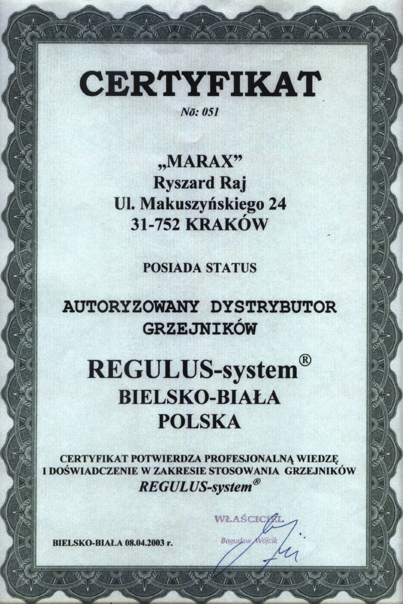 Regulus- Autoryzowany dystrybutor grzejników