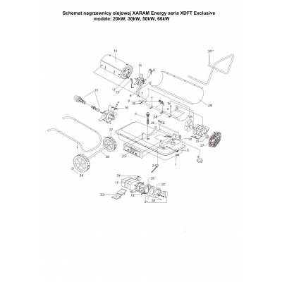 Wirnik wentylatora, rotor, pompa powietrzna 54mm x 15mm do nagrzewnic olejowych XDFT 20kW/30kW KOD: XDFT-2030-19-01