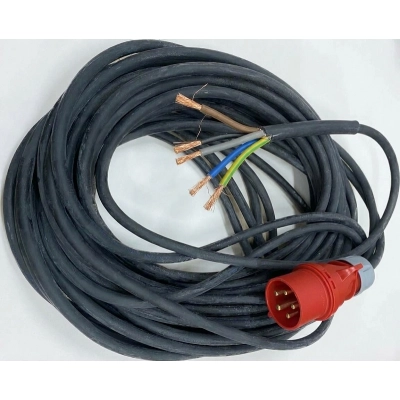 Przewód zasilający z wtyczką siłową w otulinie gumowej 5m, przyłącze 16A 400V H05RR-F5x2,5-5 do nagrzewnicy XARAM Energy XE-ZEC15