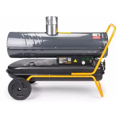 Przewoźna nagrzewnica, dmuchawa olejowa PM NAG-40 moc: 40kW; odprow. spalin, wyposażenie: termostat, 2 wyświetlacze, manometr