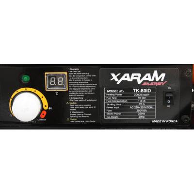 Przewoźna nagrzewnica olejowa XARAM Energy TK-80ID moc: 20kW; odprow.spalin, termostat, wyświetlacz temp.+kodu błędu, regulacja pompy, duże koła