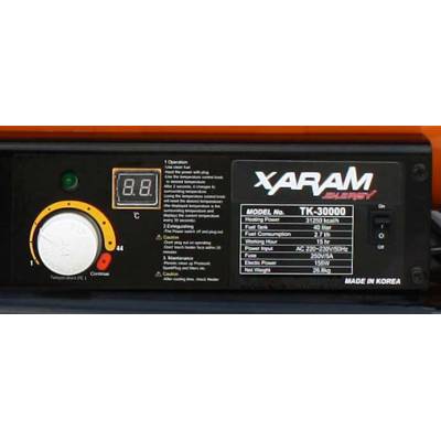 Przewoźna nagrzewnica olejowa XARAM Energy ZF-100 moc: 116kW; termostat, wyświetlacz temp.+kodu błędu, regulacja pompy, duże koła, dwa uchwyty transp