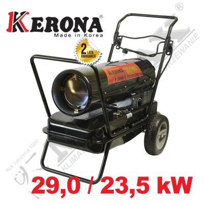 Nagrzewnica olejowa z otwartą komora spalania KERONA PROFESSIONAL P-3000E-T DUAL dwa poziomy mocy 42/23,5kW, termostat, manometr, wyświetlacz temp.