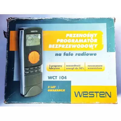 Bezprzewodowy, radiowy i przenośny programowalny, wielofunkcyjny termostat pomieszczeniowy WESTEN WCT 104-TX, super design