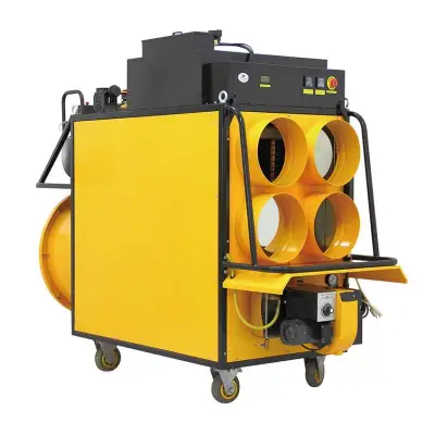 Piec grzewczy multi olejowy XARAM Energy KVH-6000 moc: 80-120 kW, 12000m3/h, zbiornik 120l, sprężarka, sterowanie, 4 x wylot powietrza z rękawami 3m