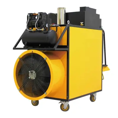 Piec grzewczy multi olejowy XARAM Energy KVH-6000 moc: 80-120 kW, 12000m3/h, zbiornik 120l, sprężarka, sterowanie, 4 x wylot powietrza z rękawami 3m