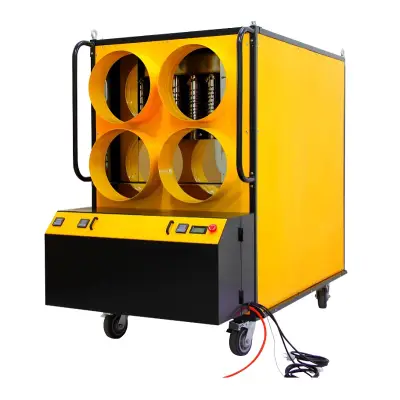 Piec grzewczy multi olejowy XARAM Energy KVH-8000 moc: 150-230 kW, 8500+6500m3/h, zbiornik 210l, sprężarka, sterowanie, 4 x wylot powietrza z rękawami