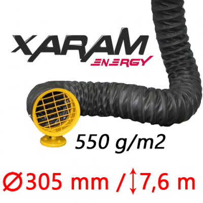 Przewód elastyczny niepalny i antystatyczny XARAM Energy dł.7,6m, śr.305mm, 550g/m2 do nagrzewnicy XARAM Energy TK-80, P-30, P-40, Master BV 77