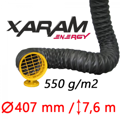Przewód elastyczny niepalny i antystatyczny XARAM Energy dł-7,6m, śr-407mm, 550g/m2 do nagrzewnic XARAM Energy TK-170ID, TK-240I + ZESTAW MOCUJĄCY