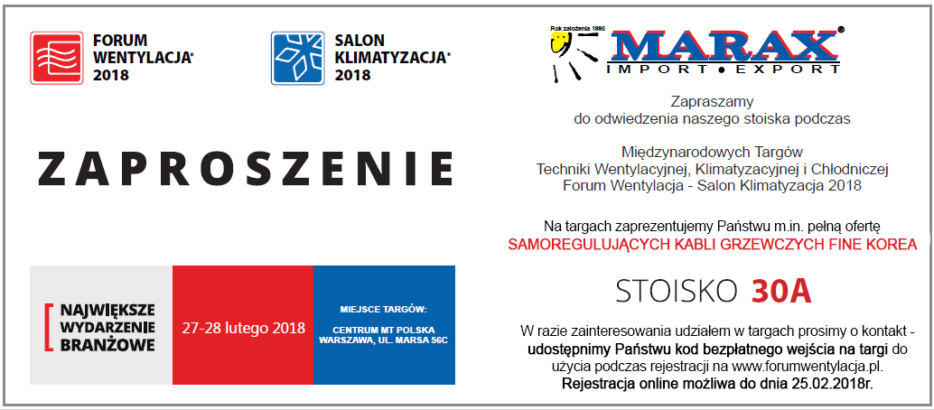 Zaproszenie na targi forum wentylacja warszawa